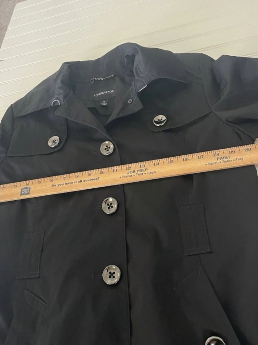 London Fog Women's Size M Black Double Breasted Mid-Length Trench Coat - Picture 7 of 12